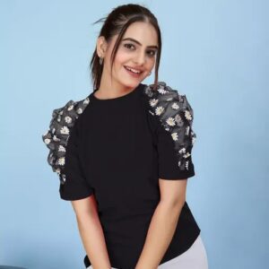 Vaishno Mata Casual Puff Sleeves Trendy Women Top (C1)