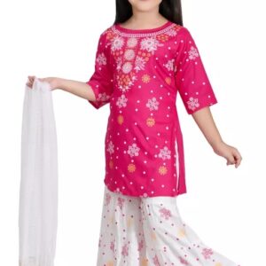 Vaishno Mata New Ethnic Kurta & Sahrara With Dupatta Sets (Pink)