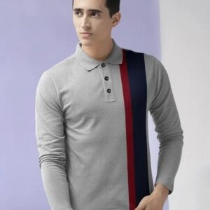 Vaishno Mata MEN POLO NECK FULL SLEEVE STRIPED TSHIRT