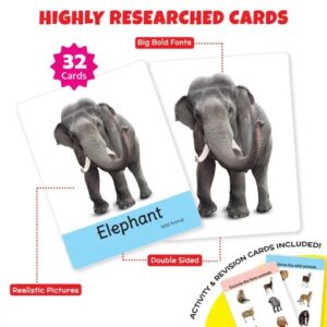 Vaishno Mata ANIMALS Flash Cards for Kids (32 Cards) | Fun Learning Toy for 2-6 years