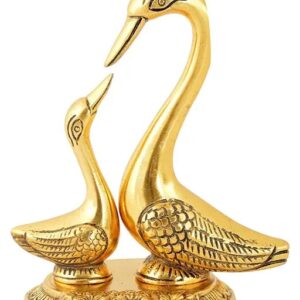 Vaishno Mata Saras Swan Pair of Kissing Duck Metal Decorative Showpiece – 15.5 cm