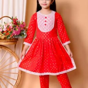 Vaishno Mata Cotton Silk Girl (Red)